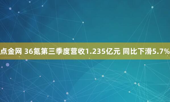 点金网 36氪第三季度营收1.235亿元 同比下滑5.7%